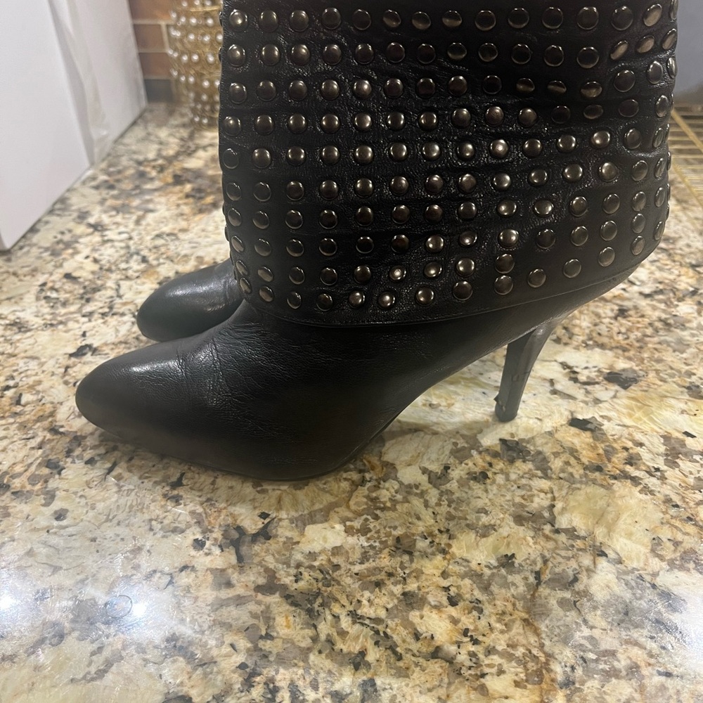 Enzo Studded Black Leather Ankle Boots